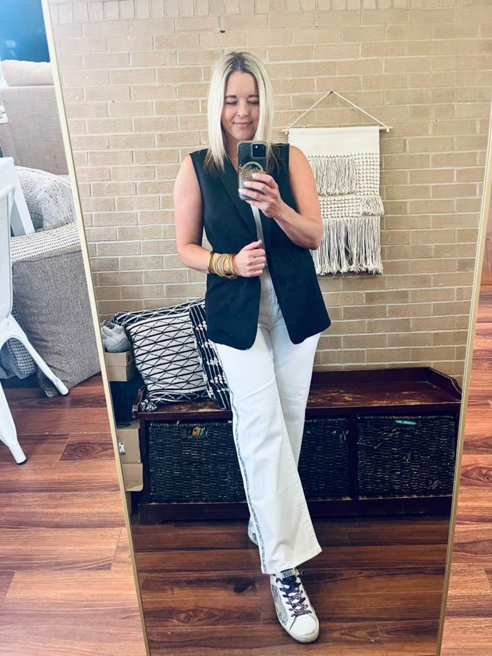LOVE Black Sleeveless Longline Blazer Vest